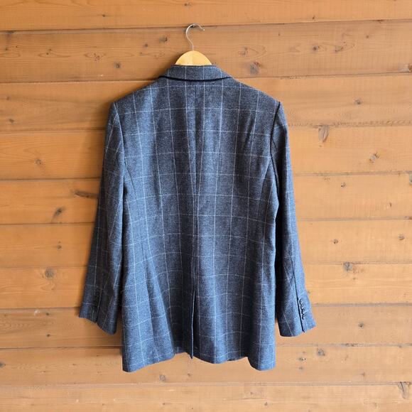 Equipment James Blazer Jacket Windowpane Gray Button Front Wool Grid 10 Coat - Picture 4 of 6